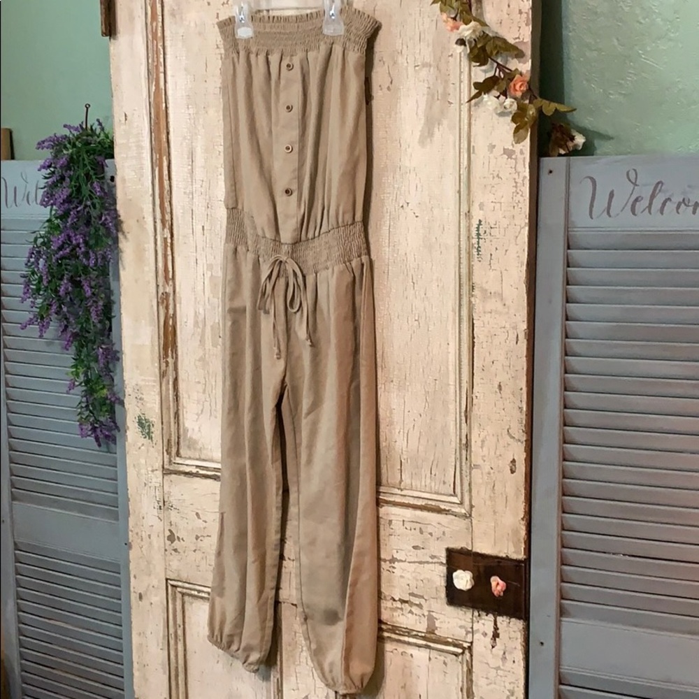 Jumpsuit strapless tube top cropped pants